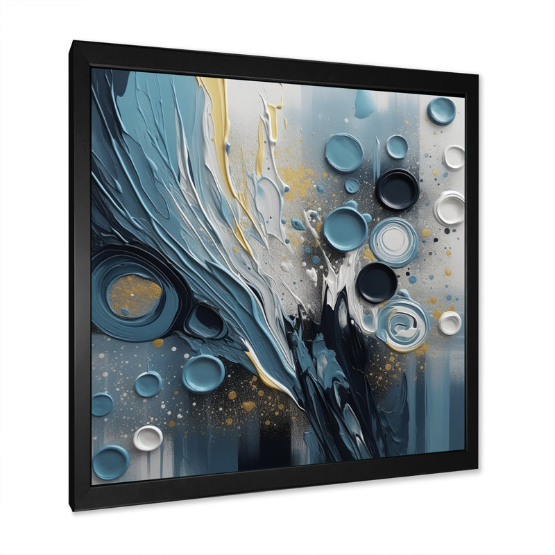 «Blue and White Ethereal Abstractions» sur impression sur toile, Cadre photo noir, H 16 po x l 16 po x P 1 po