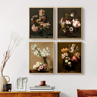 Vintage Floral Print CCCLI Framed Print - Set of 4