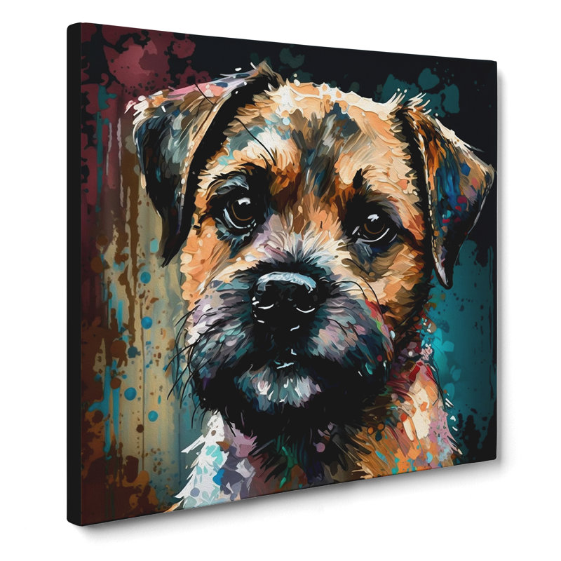 Border Terrier Palette Knife Painting - Print, 50cm H x 50cm W x 3cm D