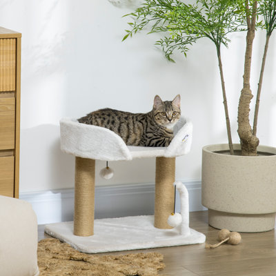 Cat Tree Tower Scratcher with Bed for Indoor Cats White