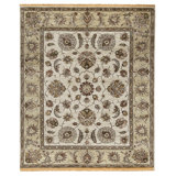 High-Quality Hand-Knotted Ivory And Gold Area Rug