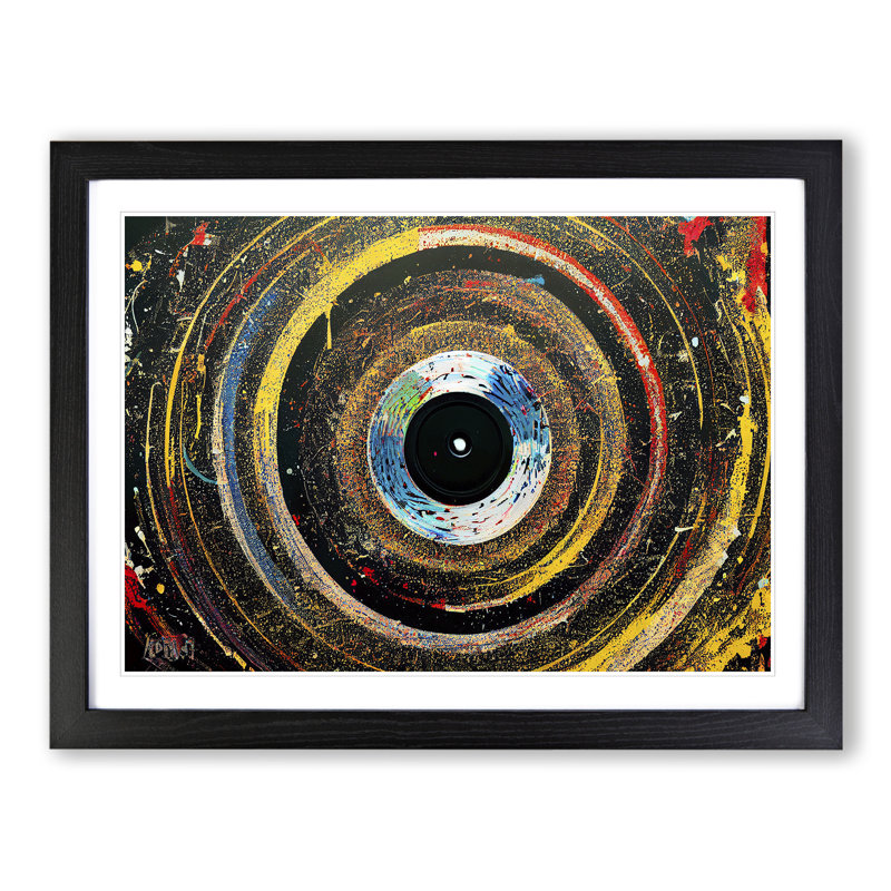 Vinyl Record Abstract Painting Vol.1 - Framed Print, Black, 46cm H x 64cm W x 2cm D