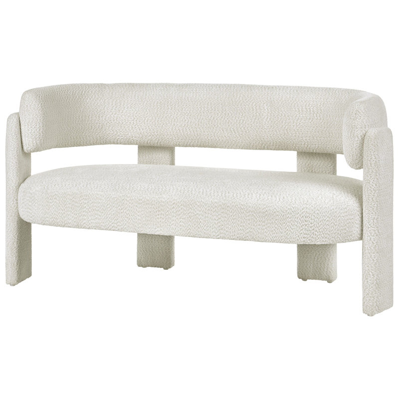 Permelia 2 Seater Chenille Loveseat, White Chenille, White