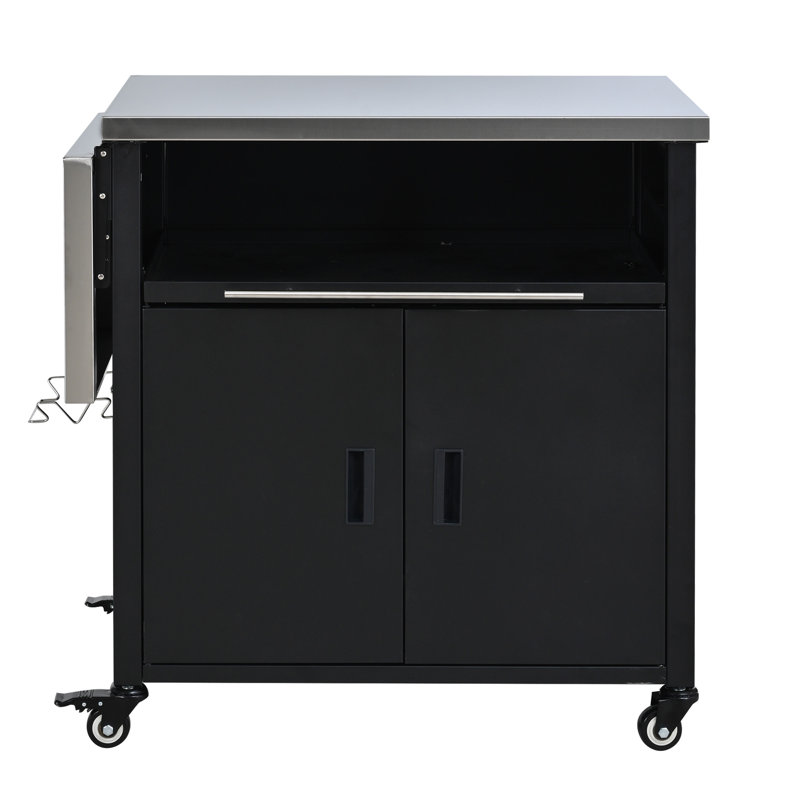 Chariot de barbecue pliable pour l'extérieur, Noir