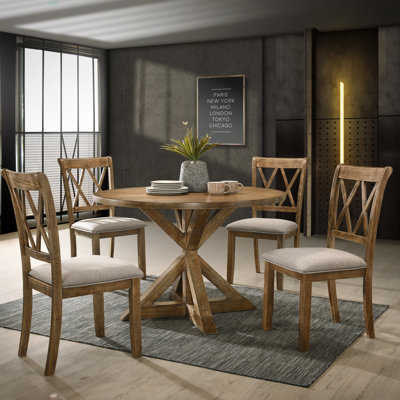 Indvale Cross-Buck Wood 5-Piece Dining Set