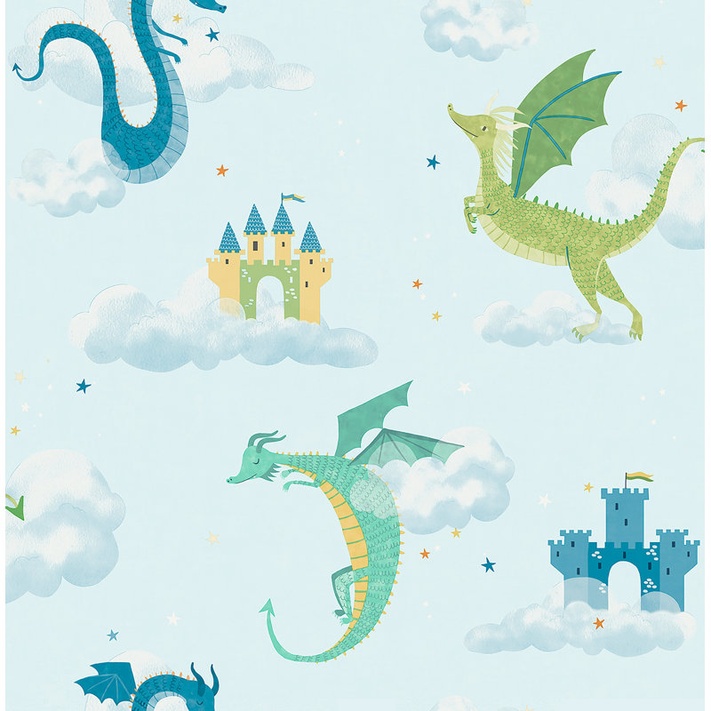 Papier peint fantastique avec des dragons magiques
