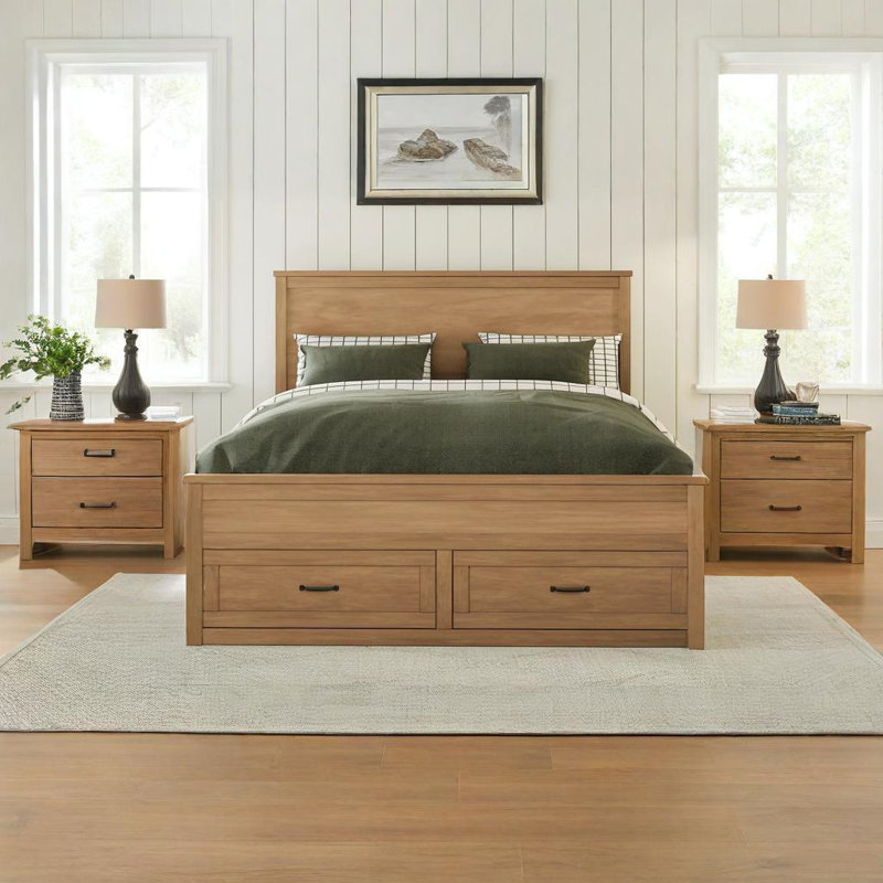 Grand lit avec rangement en bois, Bois