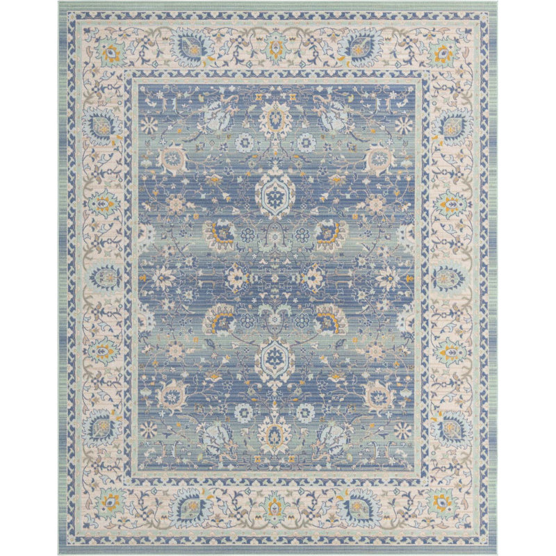 Tapis oriental bleu Hillen, Rectangle 7 pi 10 po x 10 pi