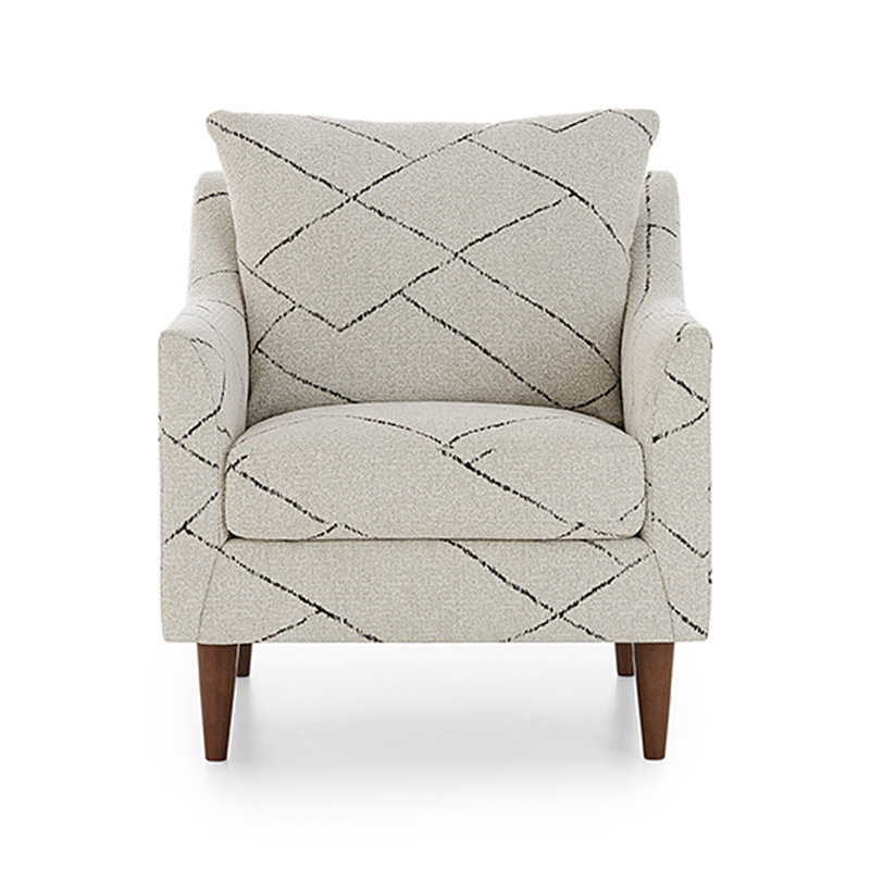 Fauteuil à oreilles en polyester Concannon, Parchemin, Noyer foncé