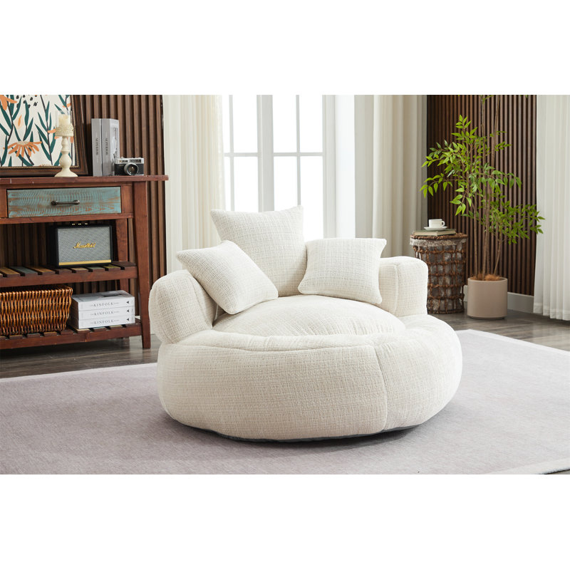 Foam Bean Bag Chairs For Adults/Teens With Filling, White Chenille