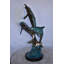 Statue de trois dauphins sautant sur l'océan en bronze 12 po x 12 po x H 25 po.