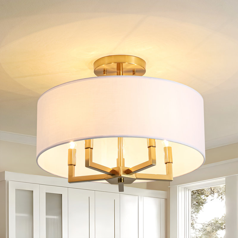  Plafonnier semi-encastré cylindrique en tissu à 5 lumières Thornhill