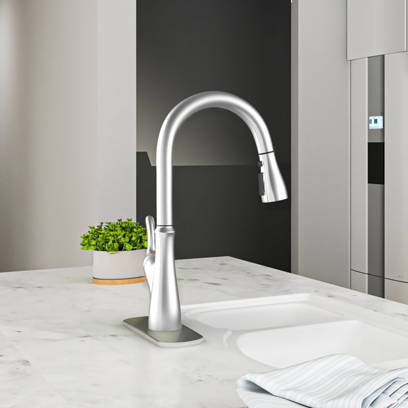 Pull Down Touchless Single Handle Kitchen Faucet, Brushed Nickel