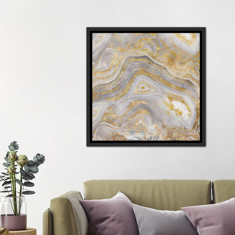 «Agate Allure II» - Impression sur papier avec cadre flottant, Toile avec cadre noir patiné, H 37 po x l 37 po x P 1,5 po
