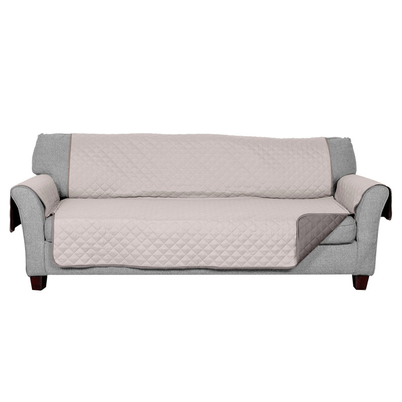 Reversible Gray and Mist Quilted Sofa Cover Protector