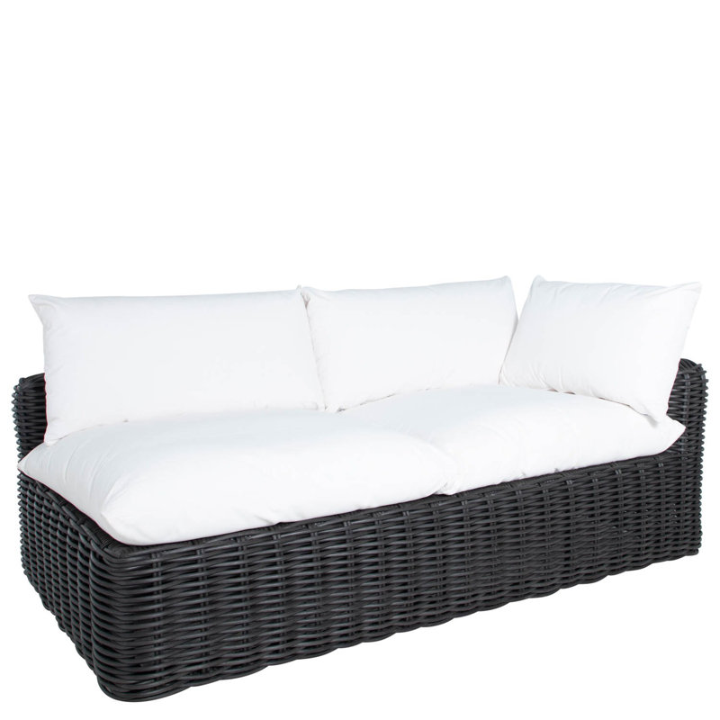 Montecito Woven Right Arm Facing Loveseat - Onyx, No, Linen Snow