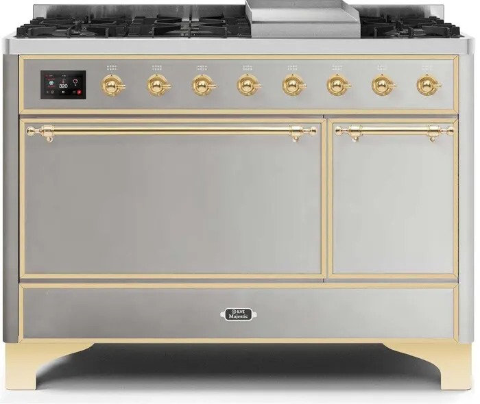 Majestic II 47.83" 5.02 Cu.Ft. Freestanding Dual Fuel with Griddle and Convection Oven, White/Copper, Liquid Propane