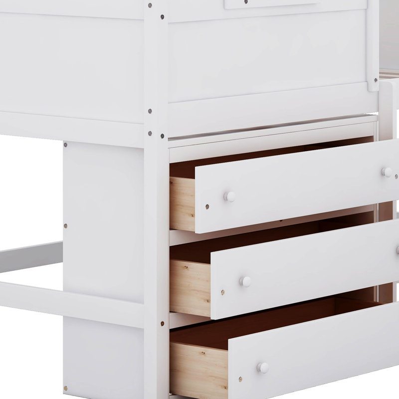Lit mezzanine simple avec tiroirs Magrans Kids, Blanc