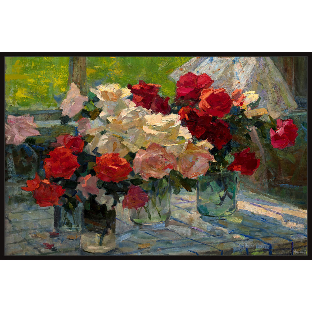 "Fresh Flower Bouquet" Floater Framed Painting Print On Canvas