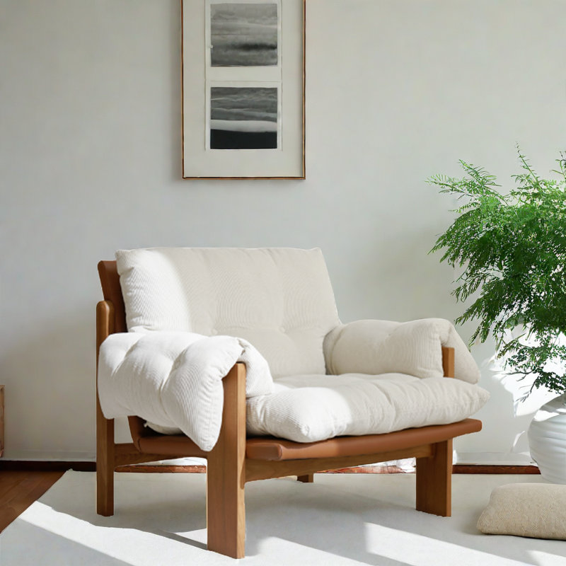 Solid Wood Fabric Single Leisure Chair | TimberCraft