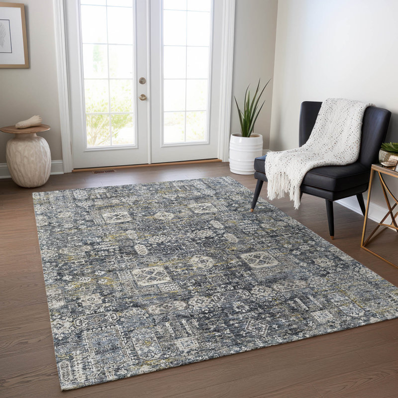 Tapis intérieur / extérieur avec envers antidérapant Ivanica, Rectangulaire 8 pi x 10 pi