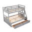 Lit superposé simple au-dessus d'un lit double gris avec tiroirs de rangement sous le lit - Ajoute du style à la chambre à coucher