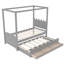 Lit plateforme simple avec tête de lit tapissier, lit gigogne simple et 3 tiroirs, cadre de lit à baldaquin princesse pour enfants, rangement et assemblage facile-777617550