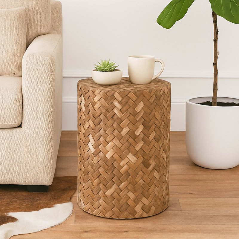 Table d'appoint ronde Natural Weave, H 18 po x l 12 po x P 12 po