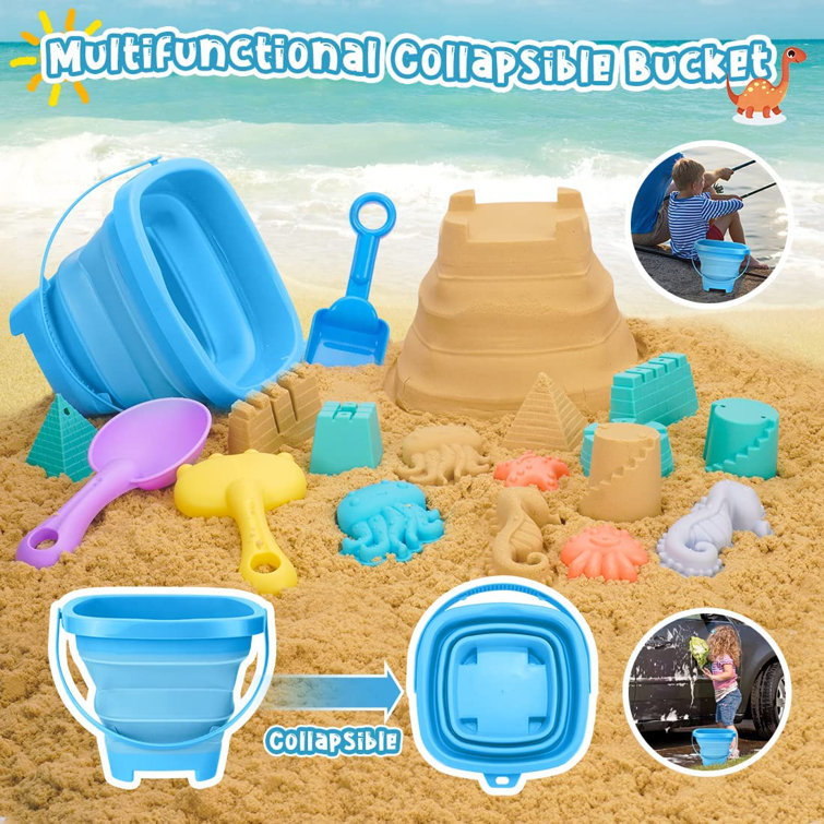 Foldable Beach Pail Collapsible Buckets Castle Mold Sandcastle Toy