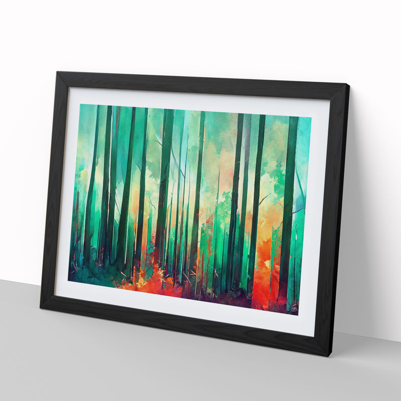 Exciting Abstract Forest Vol.1 - Single Picture Frame Painting, 46cm H x 64cm W x 2cm D, Black