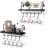 Floating Wall Shelves With Adjustable Hooks For Kitchen, Bathroom, Or Coffee Nook - Rustic Storage Shelf Set Of 2 - Durable Pine Wood With Matte Black Metal Brackets