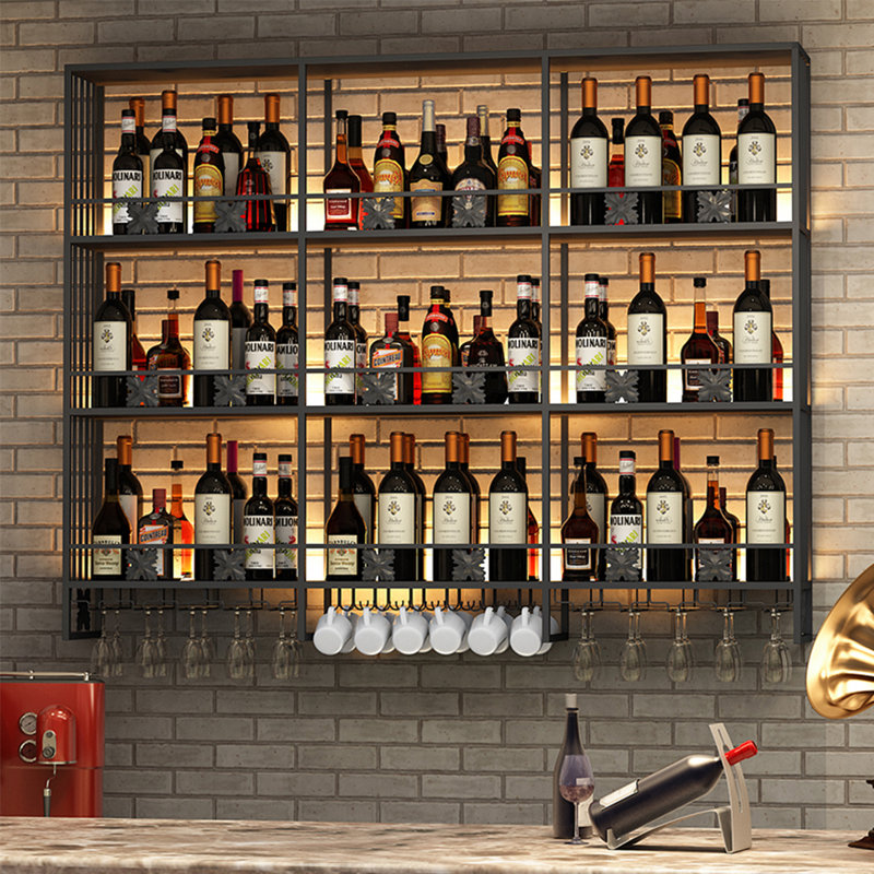 3 Tier Creative Wall Mounted Wine Rack, 47.2" H x 70.8" W x 8.6" D, Black