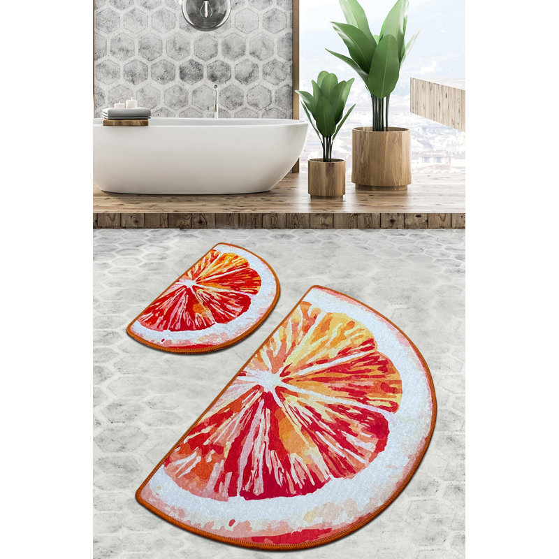 Luxurious Bathmat Set (2 Pieces), 100% Polyester, 23.6 x 39.4 inches & 19.7 x 23.6 inches | 700 g/m², Pile Height: 0.4 inches | Antibacterial, Non-Slip, Machine Washable | Perfect for Stylish Bathrooms & Comfort