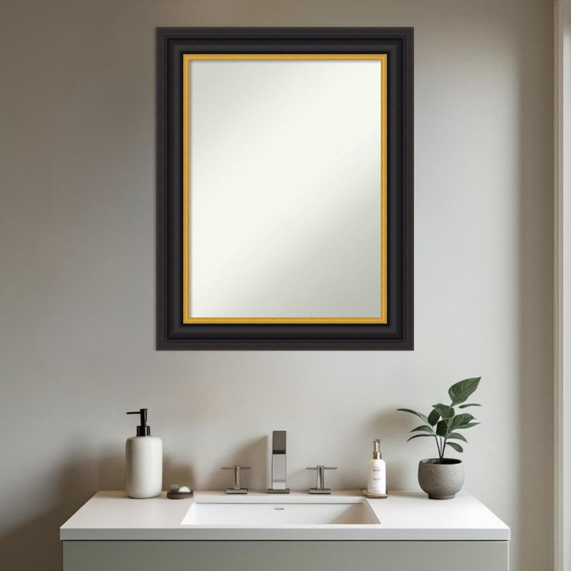 Miroir de salle de bain mural Sierra, 29,5 po x 23,5 po, Brun-noir