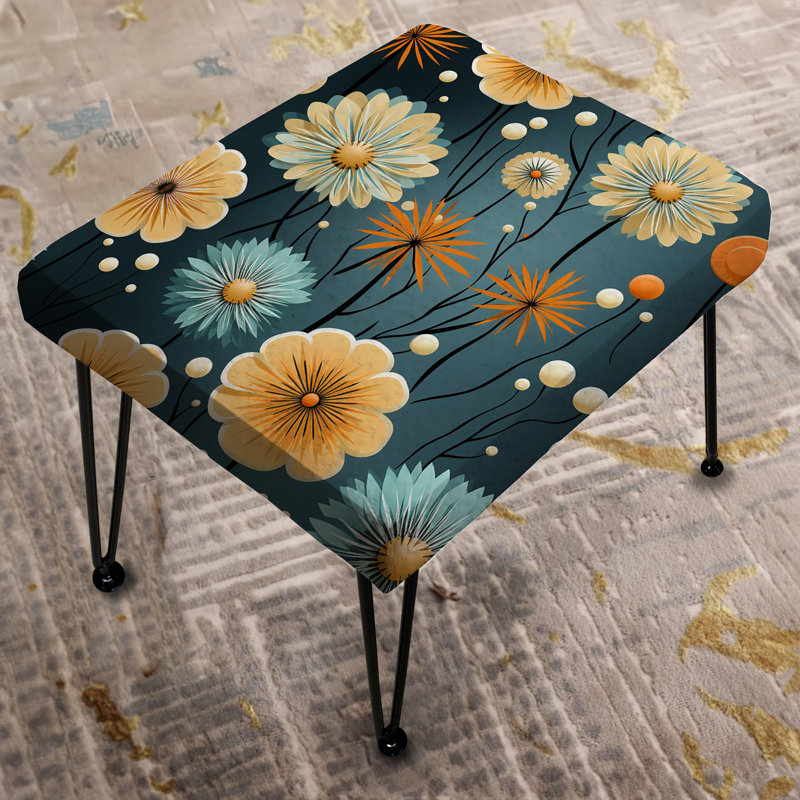 Mod Botanical Delight - Midcentury Rectangle Ottoman