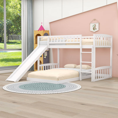 Haldrin Twin Over Twin Wooden Bunk Bed with Slide by Harriet Bee