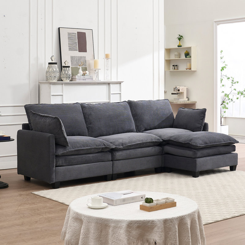 Salon confortable avec revêtement en velours et structure solide - assise profonde, Gris foncé