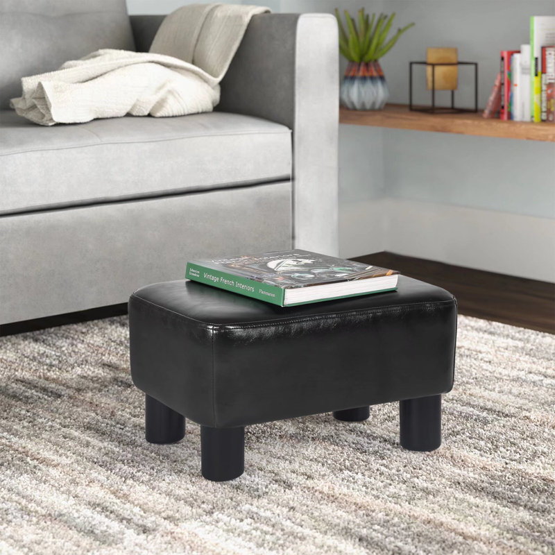 Repose-pieds rectangulaire moderne, Similicuir noir