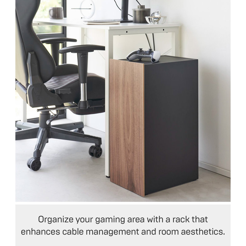 Black and Walnut Steel Video Game Storage Cabinet