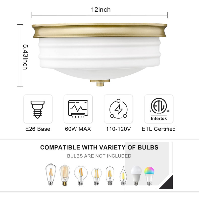 Flush Mount Ceiling Light with Frosted Glass Shade