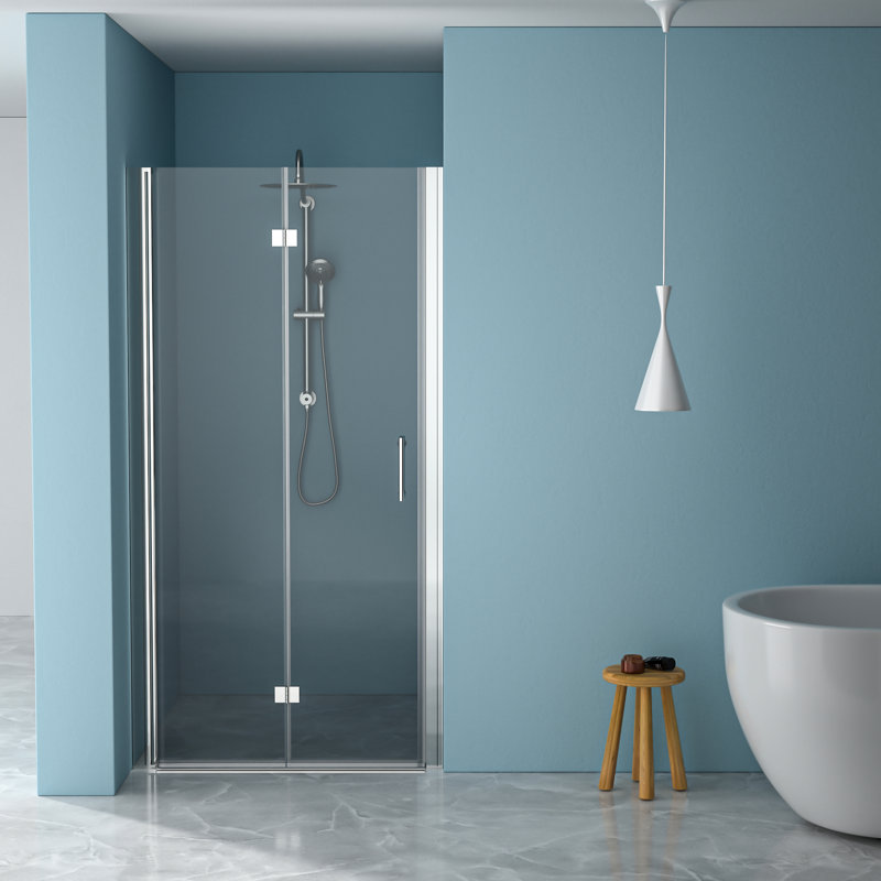 Porte de douche pliante l 30 po x H 72 po - entrée en verre trempé, espace, espace réglable pour accéder à la salle de bain