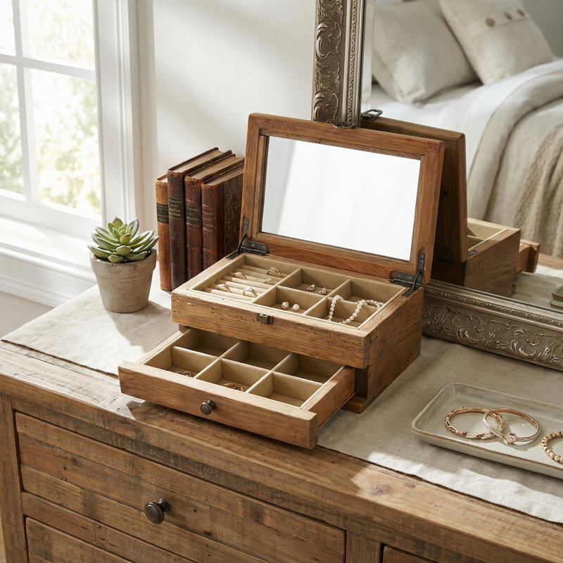Hudson Wood Jewelry Box + Drawers