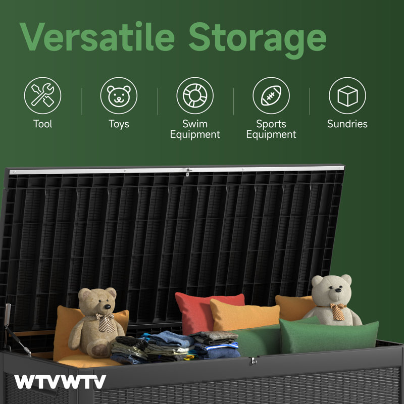320 Gallons Water Resistant Resin Lockable Deck Box, Outdoor Weather-Resistant Resin Storage Deck Box, Large Lockable Capacity, Versatile Deck Outdoor Storage Bench