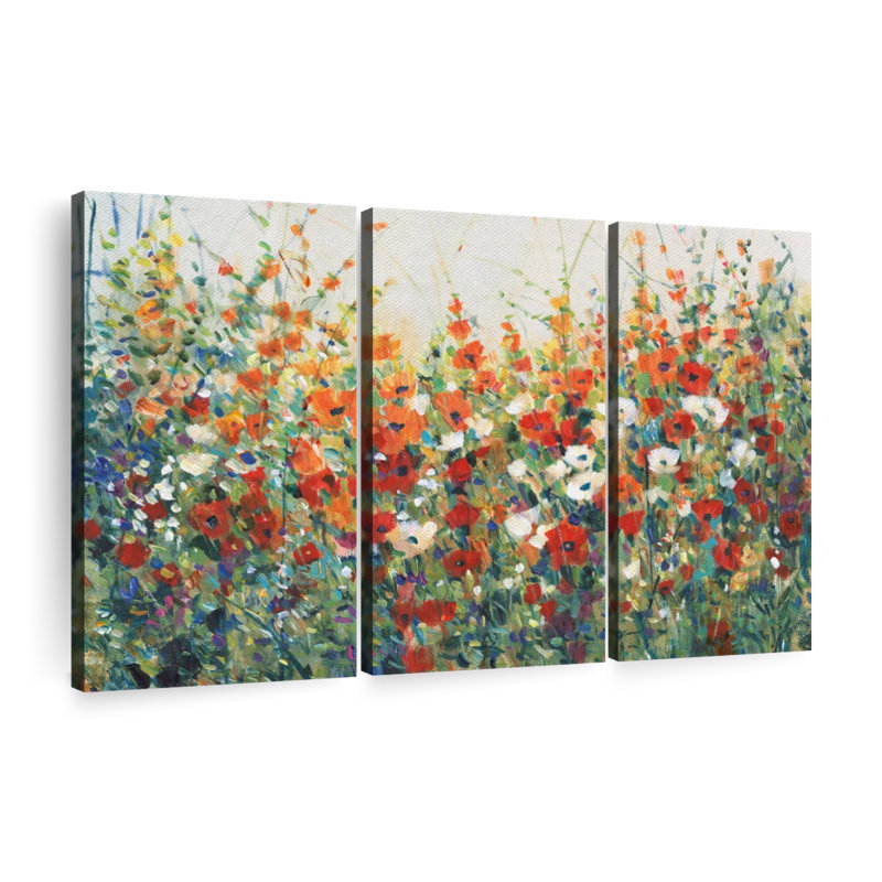 " Garden In Bloom I Wall Art Multi Piece Canvas Print " 3 - Pieces, 36" H x 57" W x 1.25" D