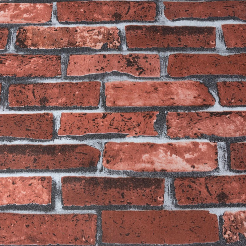 Alivyah 3.9m x 21cm Embossed Wallpaper Roll, Red Brick