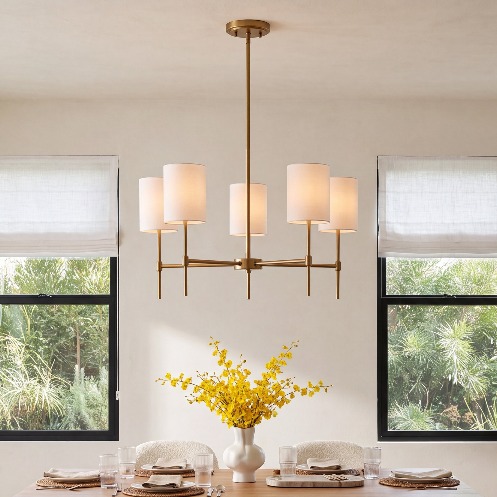 Millie 5 - Light Dimmable Chandelier, Natural Brass