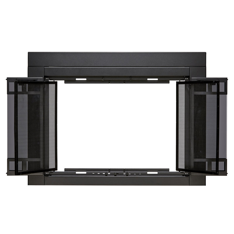 Porte de foyer en acier de style armoire, H 33,03 po x l 37,52 po x P 1,81 po