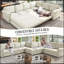 Canapé-lit modulaire rembourré en chenille de 118 L avec lit escamotable et garniture cloutée-1892672665