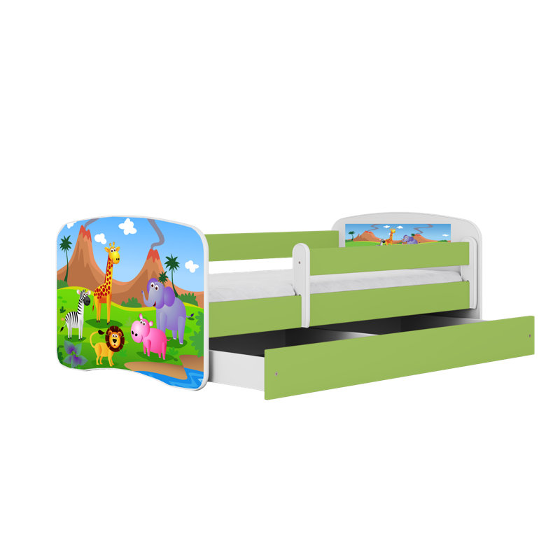 Cicero Drawer Convertible Bed and Mattress, Toddler (70 x 140 cm), Green