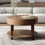 Table basse de salon, forme ronde de 31,5 po, double fonction de rangement, compartiment caché, base, glissières réglables, assemblage facile, noyer laqué